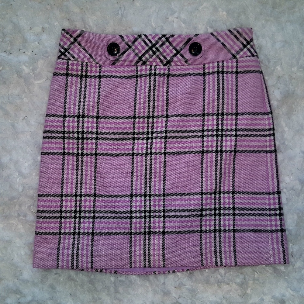 Ann Taylor Pink Plaid Tartan Pattern Skirt